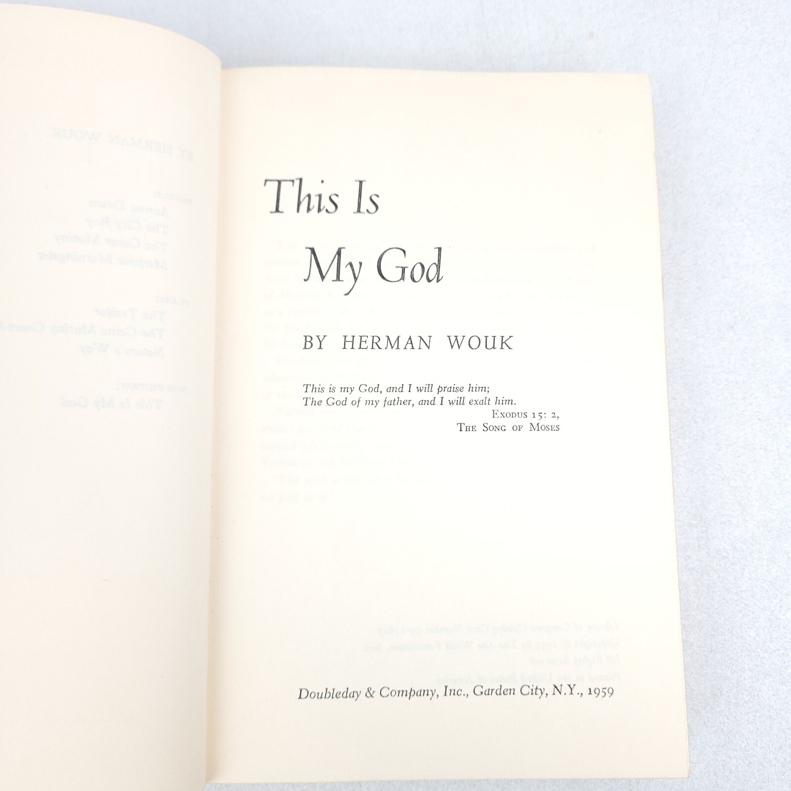 Early Print "This is My God" Hermann Wouk 1959 Doubleday HC/DJ eBay