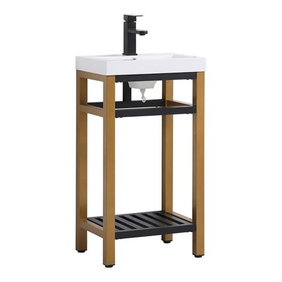 Elegant Decor Raya 18'' Single Resin Top Metal Bathroom Vanity in Gold and Black