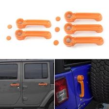 Orange Exterior Door Handle & Tailgate Cover Trim Decor For JeepWrangler JK 07+