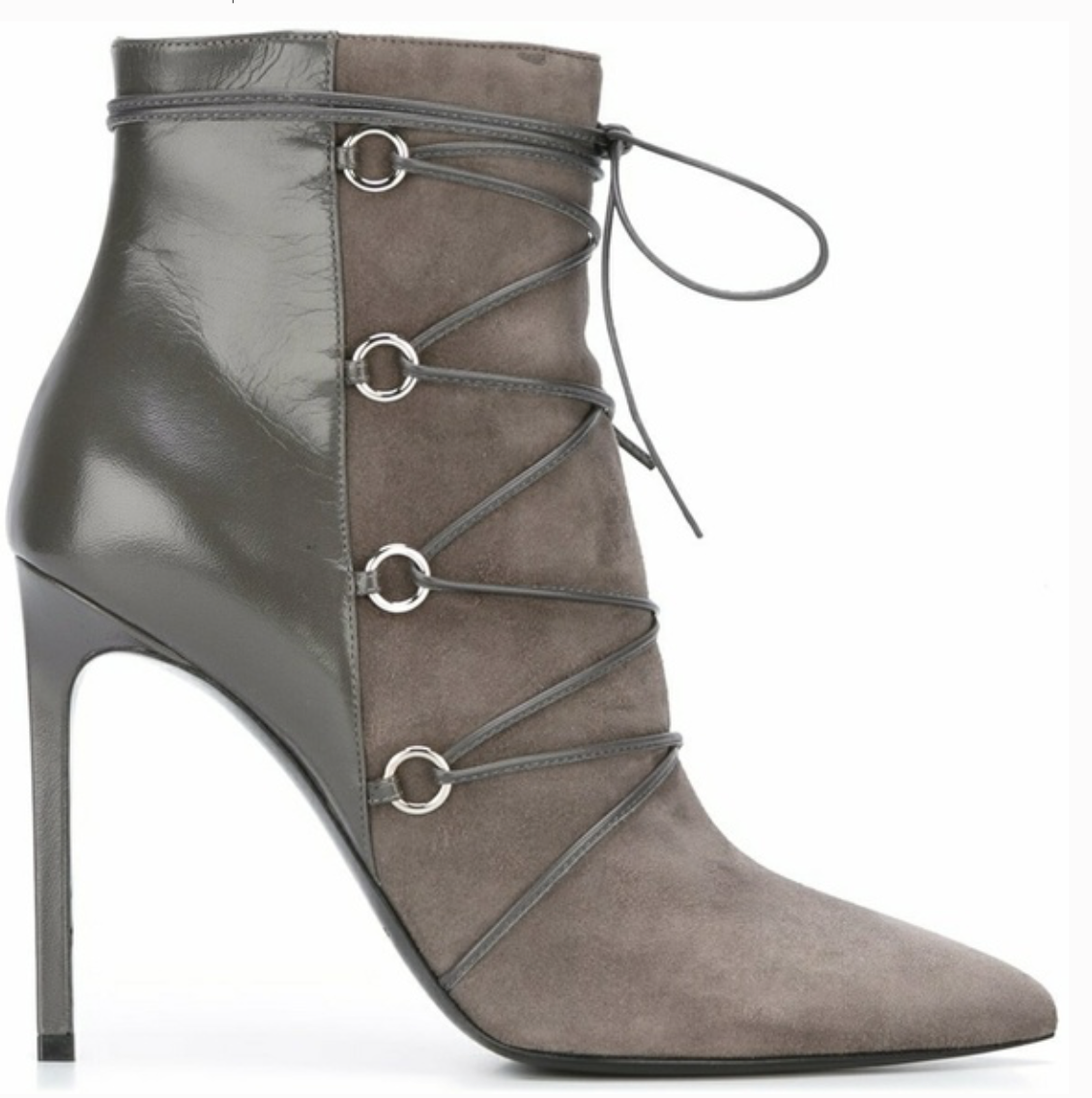 Stivaletti Saint Laurent grigi stringati scamosciati pelle nuovi con scatola $1095 taglia 7 $389 99