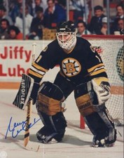 REJEAN LEMELIN BRUINS GOALIE  SIGNED AUTOGRAPHED 8X10 PHOTO W/ COA