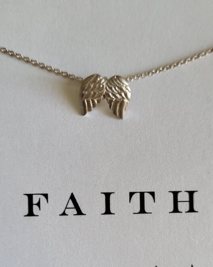 Faith Make A Wish Alas de Ángel Dije Collar 16 en Plata Cadena Dogeared Joyería Foto 2 de 2
