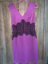 Cerise Pink Black Lace Design Dress Size 10 By Definitions
