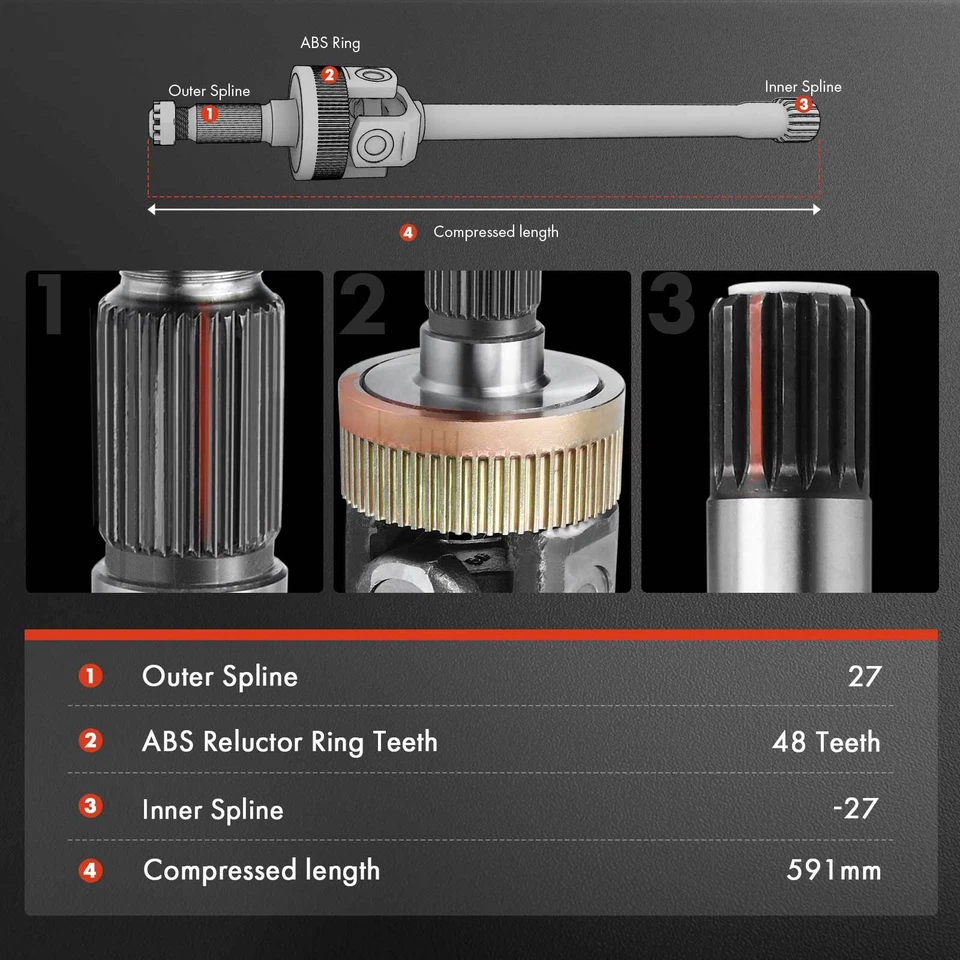 Conjunto de eje delantero A-Premium 2x CV para Jeep Grand Cherokee WJ 1999-2004 Foto 3 de 4