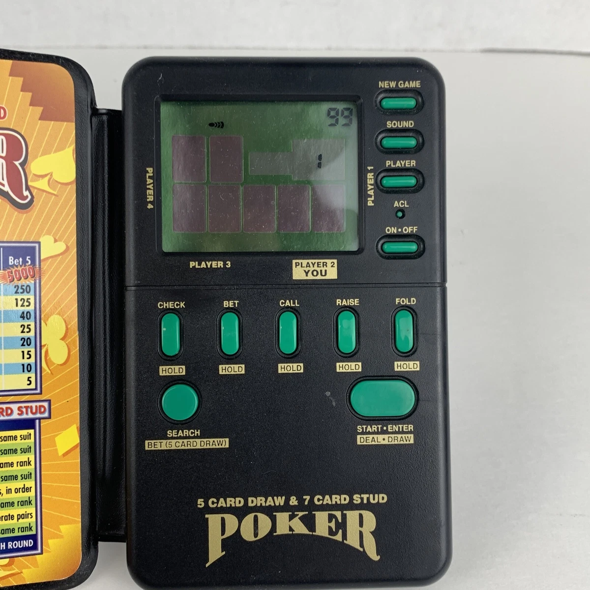 Electronic Handheld Poker Las Vegas Casino Corner 5 Card Draw