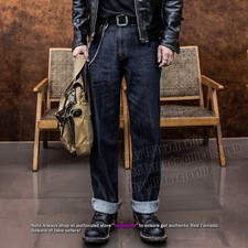 Red Tornado Summer Men's Jeans Loose Straight Vintage Raw Selvedge Denim Pants