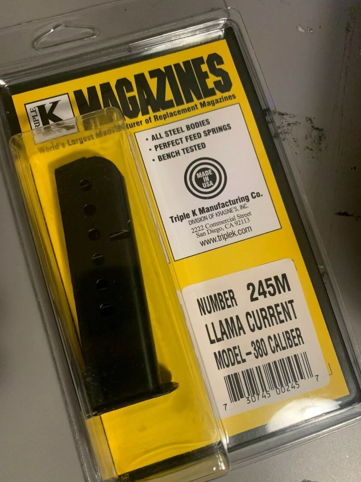 3-Pack Triple K Llama CURRENT 380 ACP .380 auto 7 round magazine new 245M USA - Image 4 of 4