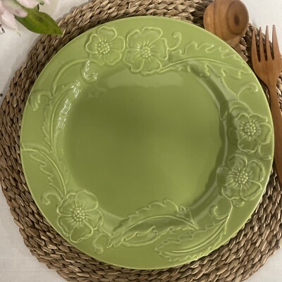 MESA Home Products Dinner Plate Green FLORAL Flowers 11  Embossed Replacement