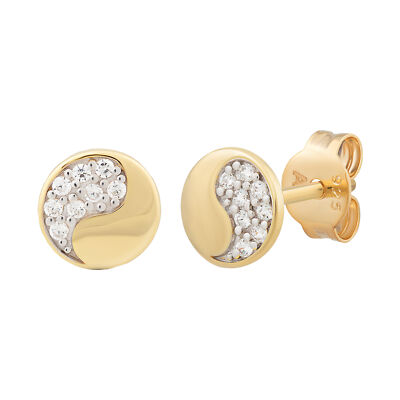 cai Ohrringe 925 Silber Ohrstecker vergoldet Yin&Yang Zirkonia Damen NEU cai