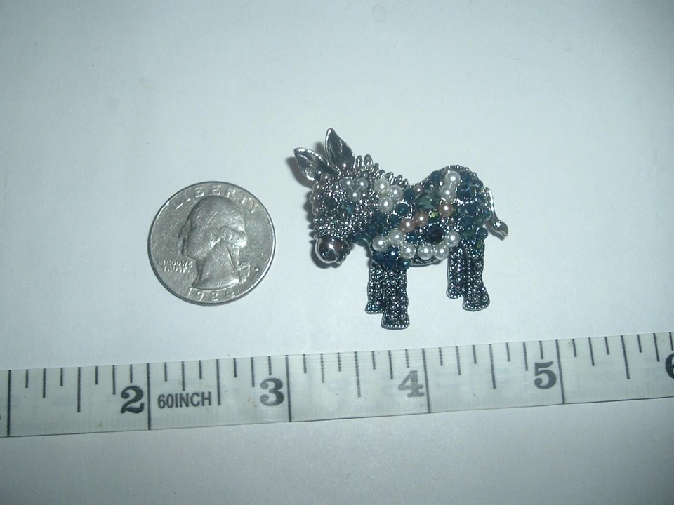 Betsey Johnson хрустальные стразы жемчуг серебро осла заколка брошь новый с Ярлыками - Изображение 4 из 4