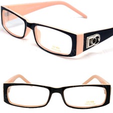 New WB Womens Clear Lens Frame Eye Glasses Rectangular Beige Fashion Optical RX