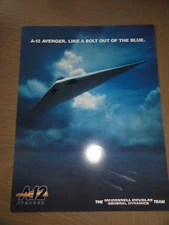 Vtg NOS US Navy McDonnell Douglas General Dynamics A-12 Avenger Poster ~8" x 11"