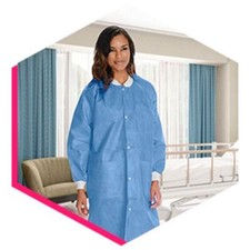House Brand Lab Coats - Disposable Blue Large, 10-Pack