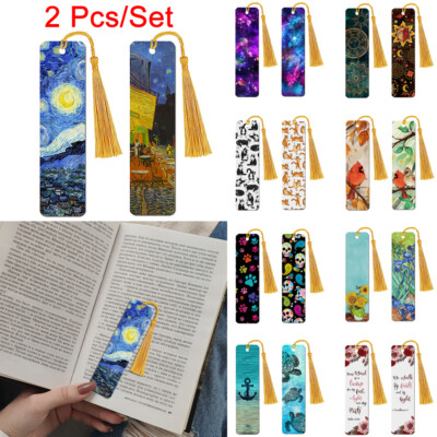 Set 2 Metal Bookmarks Book Holder With Tassels for Book Lovers, Reader