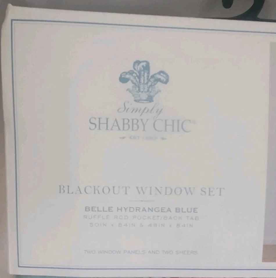 4 curtain Simply Shabby Chic Window Set Hydrangea DUCK EGG Blue 50 in x 84 in - Image 2 of 2