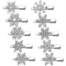 Christmas Snowflake Hair Clips Holiday Rhinestone Snowflake Hairpins for Wome...
