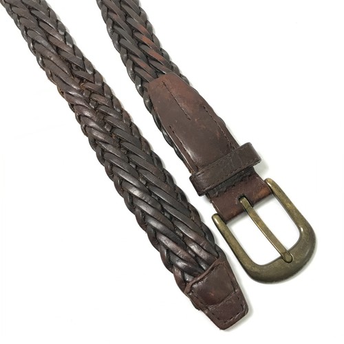 Herren Gürtel Braun Mittel 34-36 Leder Geflochten Freizeit Goldfarbene Schnalle Männer - Bild 8 von 12