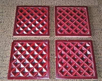 Vintage Burgundy Embossed Ceramic Tiles Building Materials