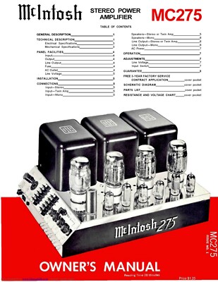 Bedienungsanleitung-Owner's Manual für McIntosh MC 275 
