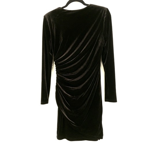 NWT Alex Marie Nikki Dress Sz 4 Stretch Black Velvet Ruched Lined Zipper - Picture 12 of 15