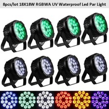 New Version 8pcs 18X18W 6IN1 RGBWA UV Led Par Light IP65 Wash Light For Church