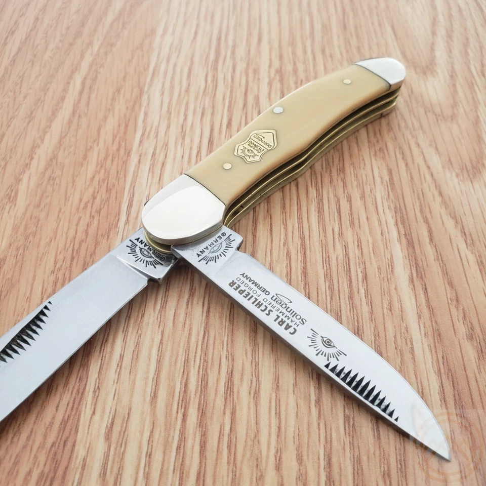 Navaja de Bolsillo Ojo Alemán Cabeza de Cobre Solingen Hojas de Acero Mango Sintético GXY Foto 3 de 4