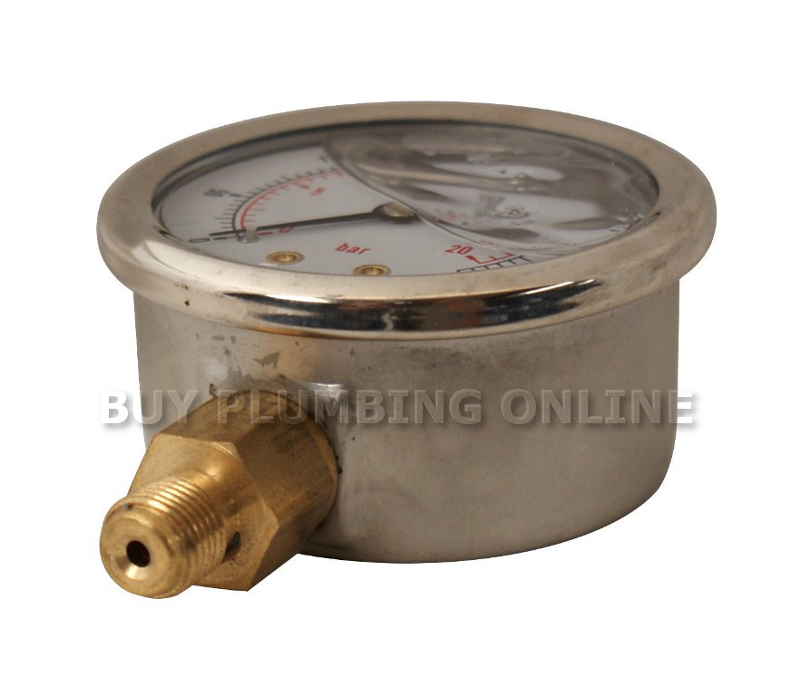 Oil Pressure Gauge 20 Bar Glycerine Filled 1/8" eBay