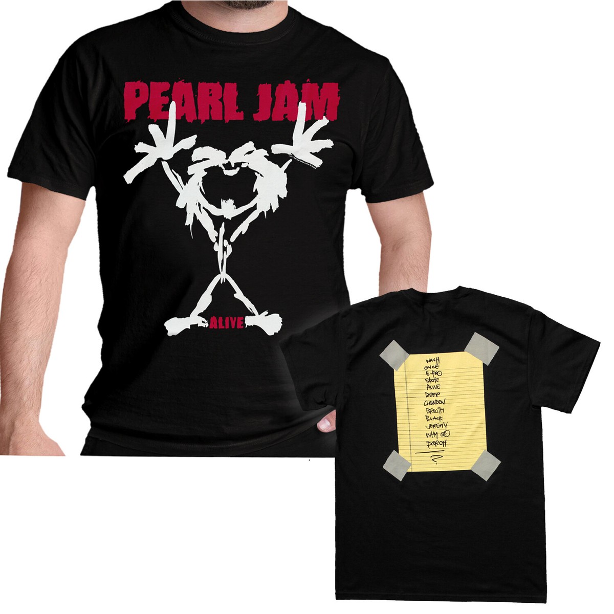 Official Pearl Jam Stickman T Shirt Alive Black New | eBay