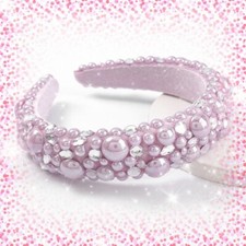 WOMAN GIRLS HEADBAND PEARL AND RHINESTONE LAVENDAR