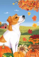 Jack Russell Terrier Autumn Leaves Decorative Flag