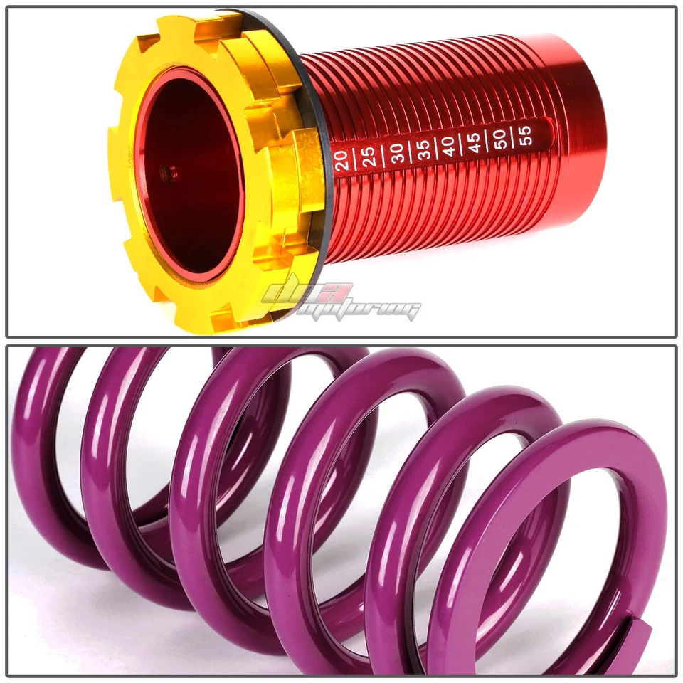 PÚRPURA AJUSTABLE ESCALA 1-4" ROJO SUSPENSIÓN MUELLE COILOVER PARA 88-00 EG EK EM DC Foto 2 de 4