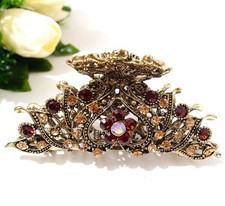 New Crystal Silver Tone Metal flowers hair claws clips pins fit long hair