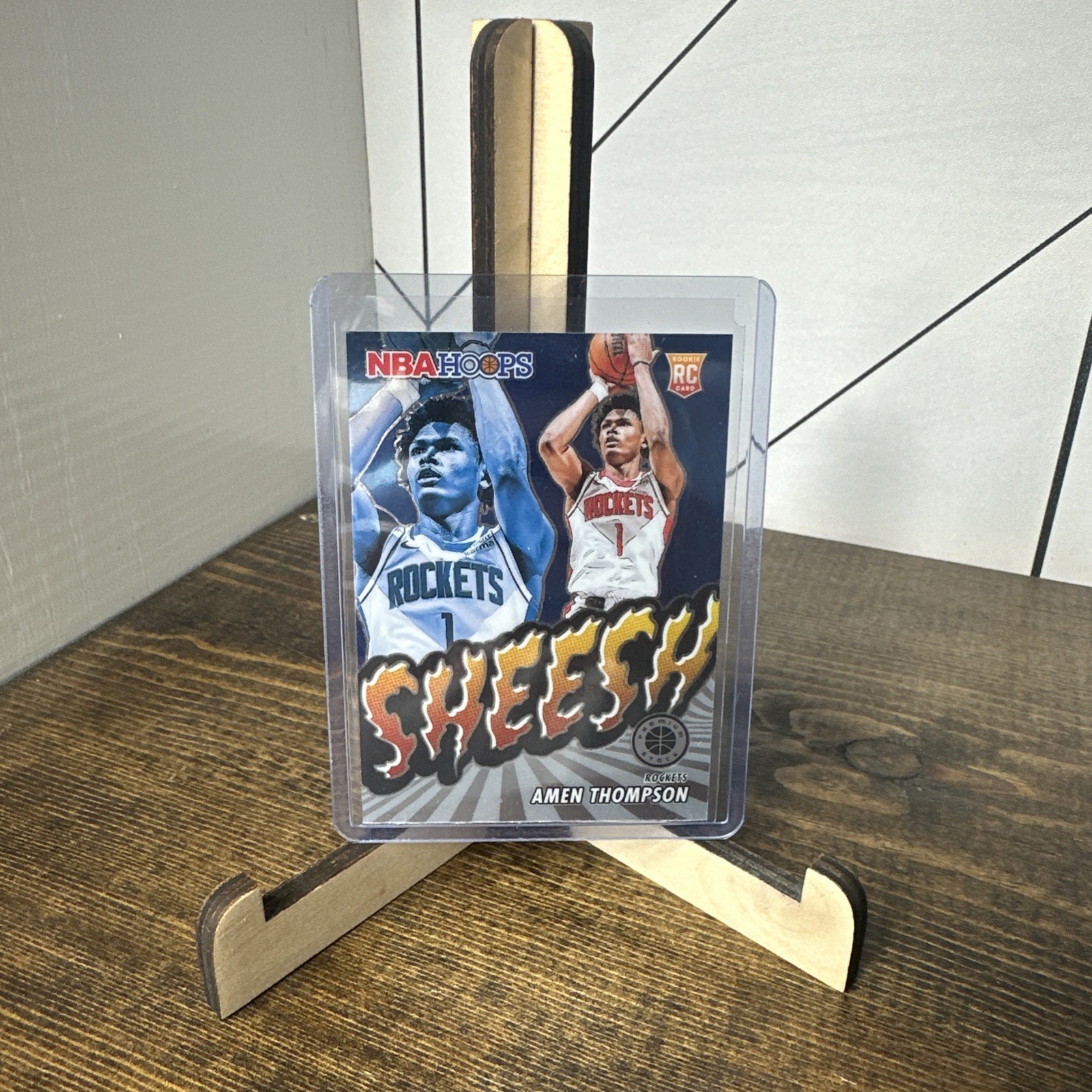 2023-24 NBA Hoops Premium Stock Amen Thompson Sheesh Silver Prizm RC #4