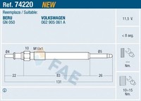 Fae GlüHkerze 74220 FüR Lt 2DA 35 2DH 2DC 46 Vw 2DM 2DD 28 2DL 2DF 2DG 11,5V 2