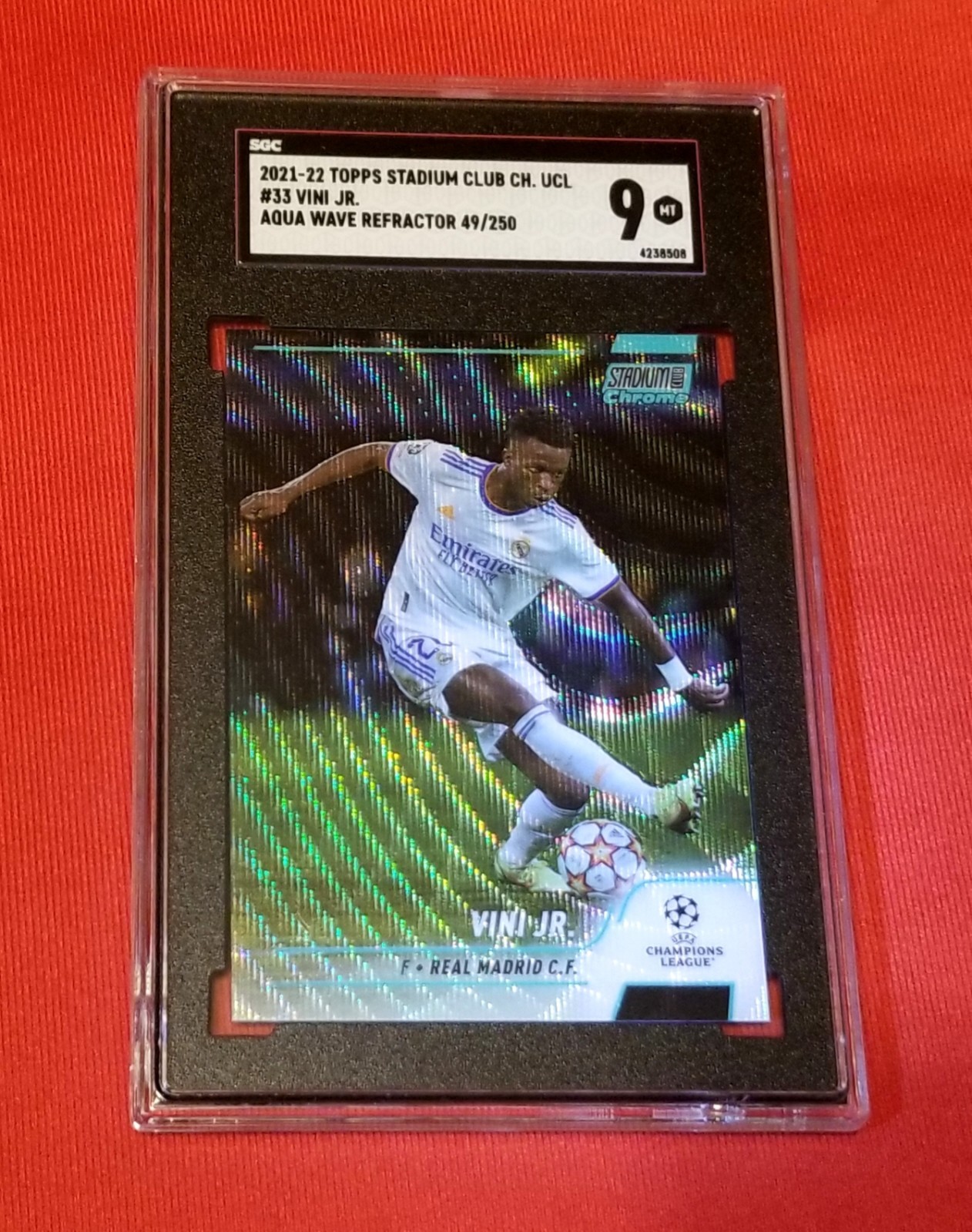 2021 Stadium Club Chrome Vinicius Junior Vini Jr AQUA WAVE /250 UEFA SGC MINT 9