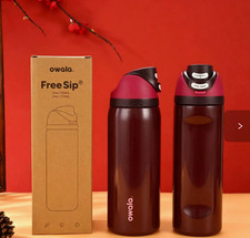Owala 32oz FreeSip Insulated Stainless Steel Water Bottle Black Cherry BPA-Free