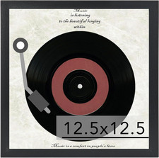 Wood Vinyl Record Frame for the Wall, Display 12.5X12.5 Album Cover and 12X12 LP