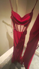 Windsor Burgundy Satin Cowl Neck Spaghetti Strap Maxi Dress Women’s S