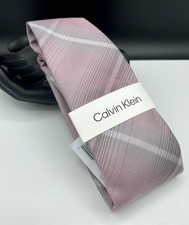 Calvin Klein Men's Silk Blend Tie  Pink  Plaids  Checks  NEW MSRP: 69.50