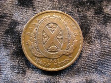 old world token coin Quebec Bank CANADA 1/2 half penny 1 sou 1837 KMTn7 (577)