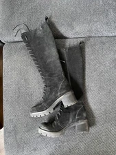 Celtic and Co Rare Tall Suede Narrow Calf Chunky Lace Up Boots Womens 7.5