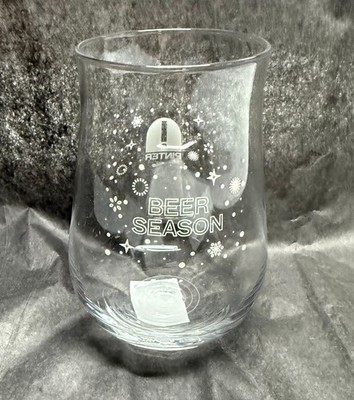 Etched ''Beer Season'' Stemless Glass - Snowflake Winter Holiday Design - 16oz