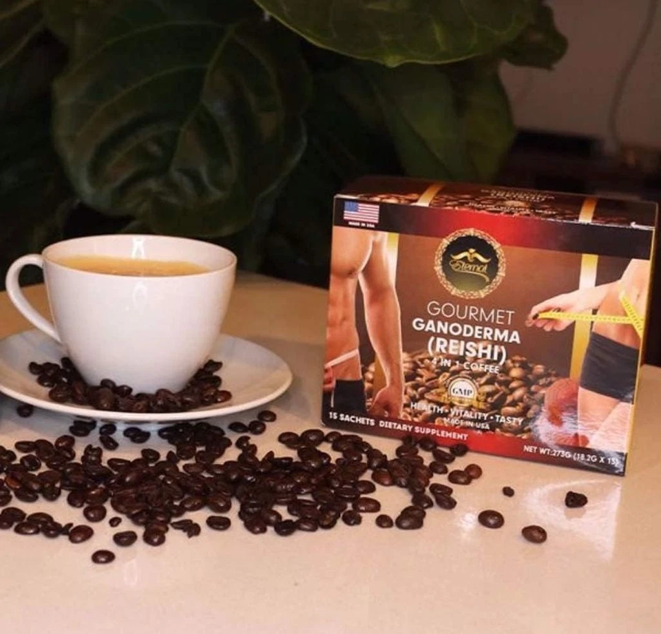 Pacote com 3 xícaras de café Ganoderma Reishi 4 em 1 Kosher com cafeína - Imagem 2 de 4