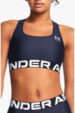 Medium NWT Women's Under Armour Navy HeatGear Branded Mid Impact Sports Bra