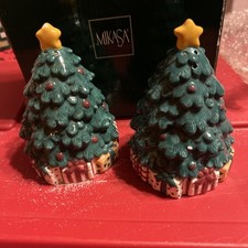 Mikasa Christmas Wish - Figurine Tree Shapped Salt and Pepper Shakers 2 pieces -