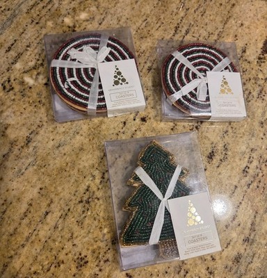 New! Lot of 12 Grammercy Studio Beaded Coaster Tree Ornament Holiday
