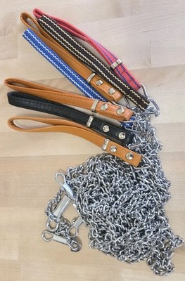 Hartz Dog Leash Lot Of 7 Chain Link 4 Leather 3 Fabric 48 In