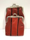 Vintage Red Roger Gimbel Genuine Leather Kiss Lock Cigarette Case Pouch w Pocket