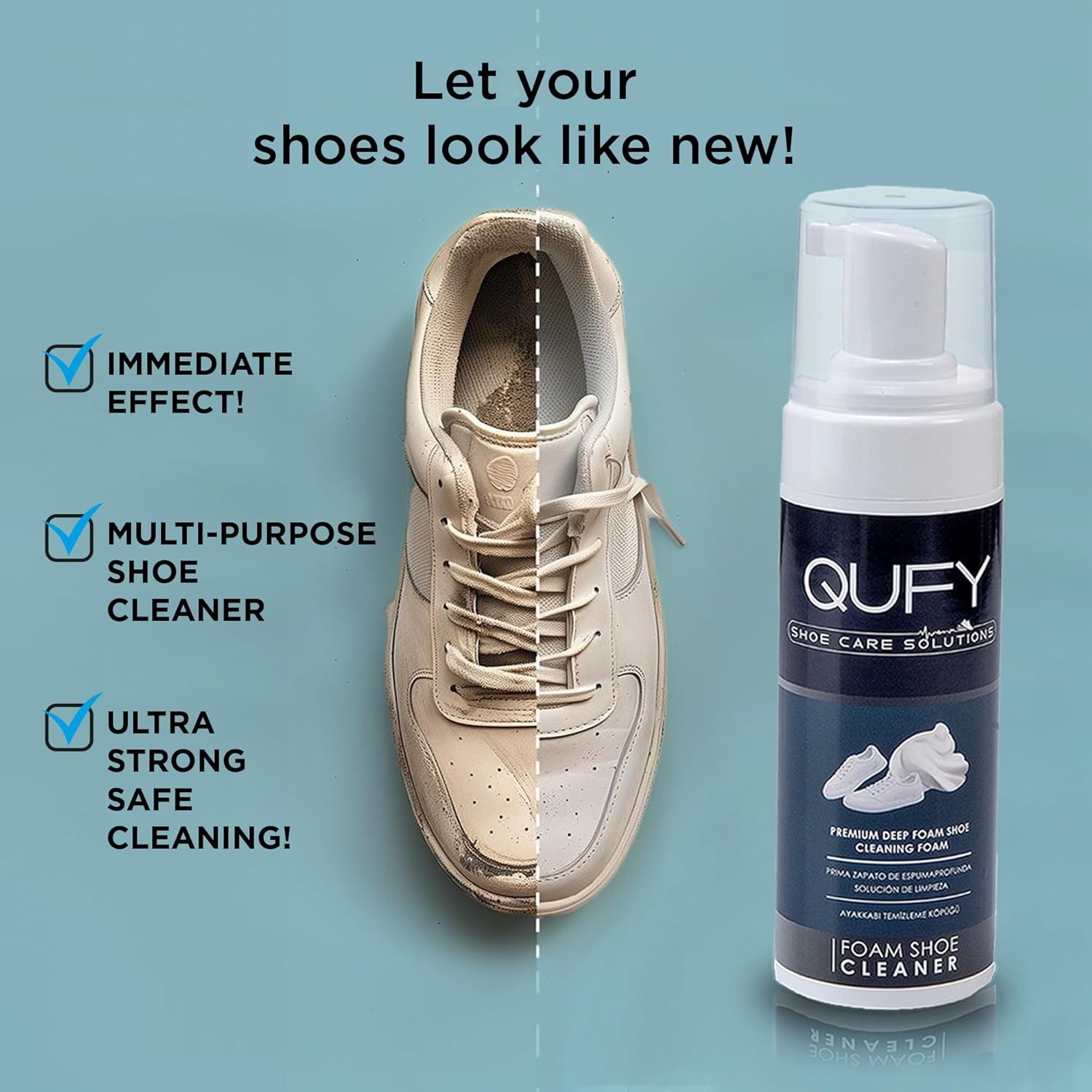 QUFY Suede Shoe Cleaner Kit, Sneaker, Fabric, Leather and Premium 3in1, Blue 