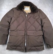 Vintage Schott NYC Goose Down Jacket Men Large Quilted Puffer Coat Talon USA 70s